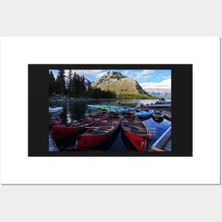 Canoes on Lake Minnewanka Banff National Park Alberta Canada Posters and Art